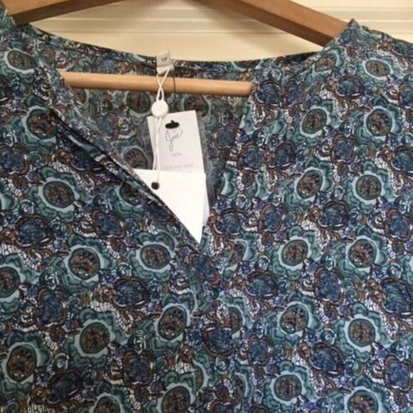 Joie Silk Blouse Womens XS Blue Vneck Long Sleeve Floral Lightweight Top Relaxed - Picture 7 of 7